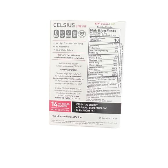 CELSIUS On The Go Energy Drink Mix, Kiwi, Guava, lime(14 Stick Pack) - Picture 5 of 10